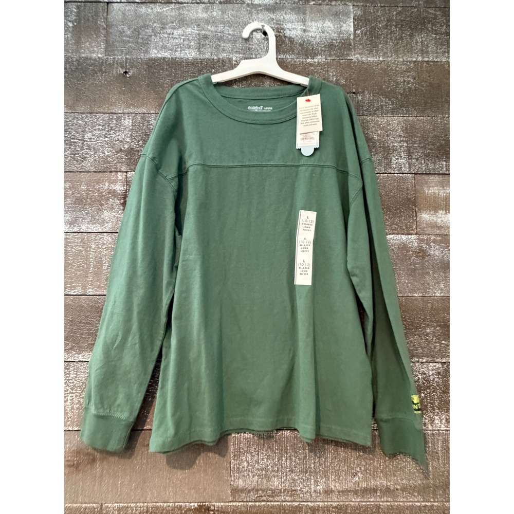 Cat &‎ Jack Boys Green Long Sleeve Shirt Northlands Mountain L 10/12